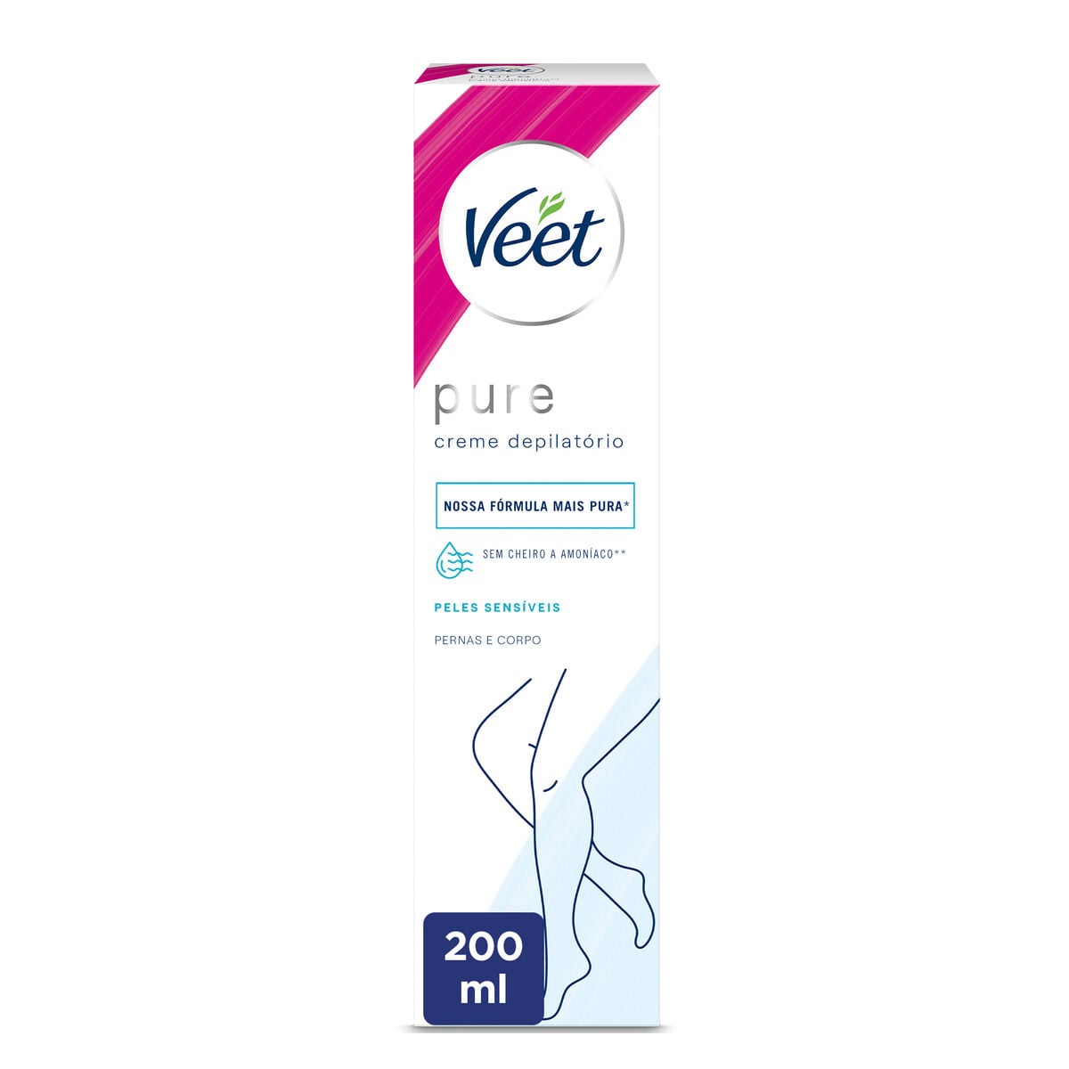 Veet Pure creme depilatório corpo pele sensível 200 mL