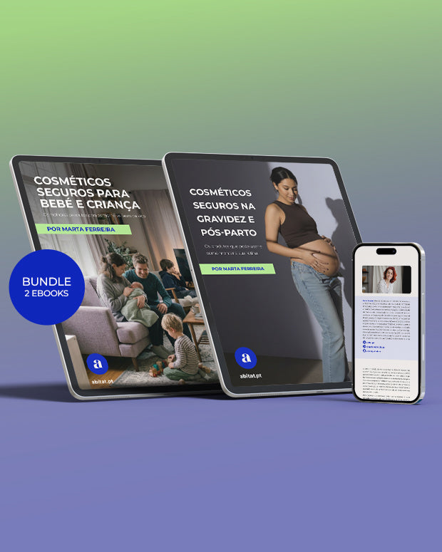 Dois Ebooks | Cosméticos Seguros na Gravidez e Pós-parto + Cosméticos Seguros para Bebé e Criança